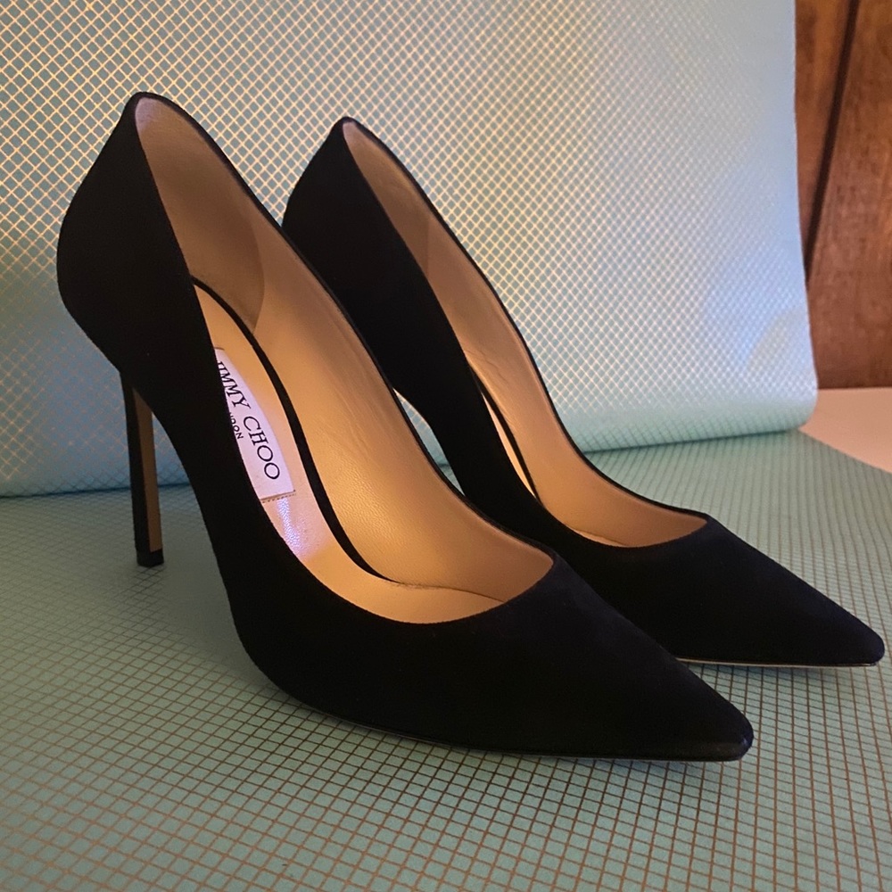 JIMMY CHOO ROMY 85 Black Suede Pumps Size 39.5 EU